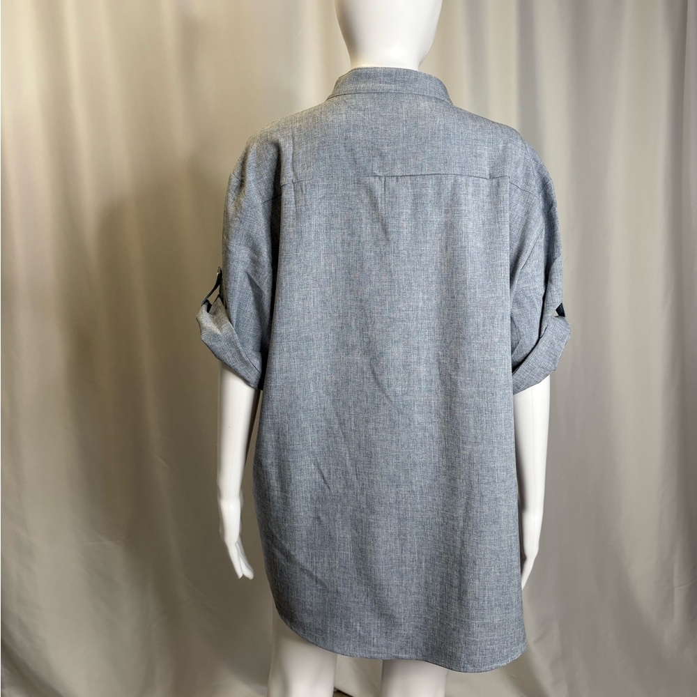NWT Coofandy 1/2 Button Placket Popover Blouse Womens Sz Large Roll Short Sleeve - Picture 9 of 10